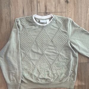Alfred Dunner Olive Quilted Crewneck Sweater